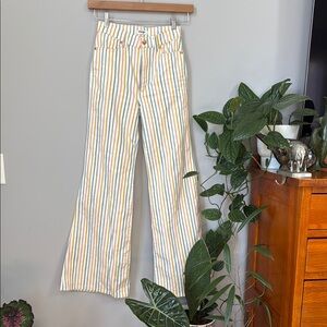Wrangler Blue and Yellow Flare Wide Leg Jeans